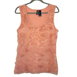 Bisou Bisou Blush Pink Eyelash Tank Sleeveless Blouse Size Large